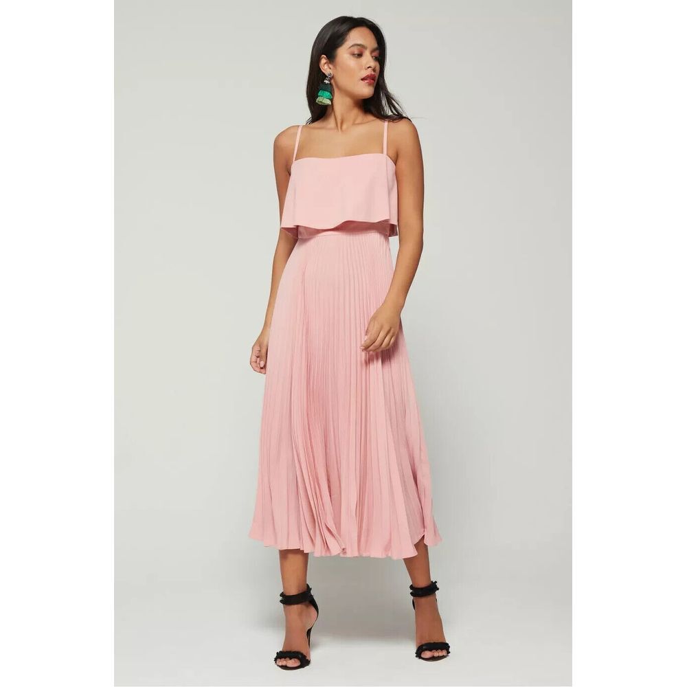 Elegant Pink Pleated Women's Dress